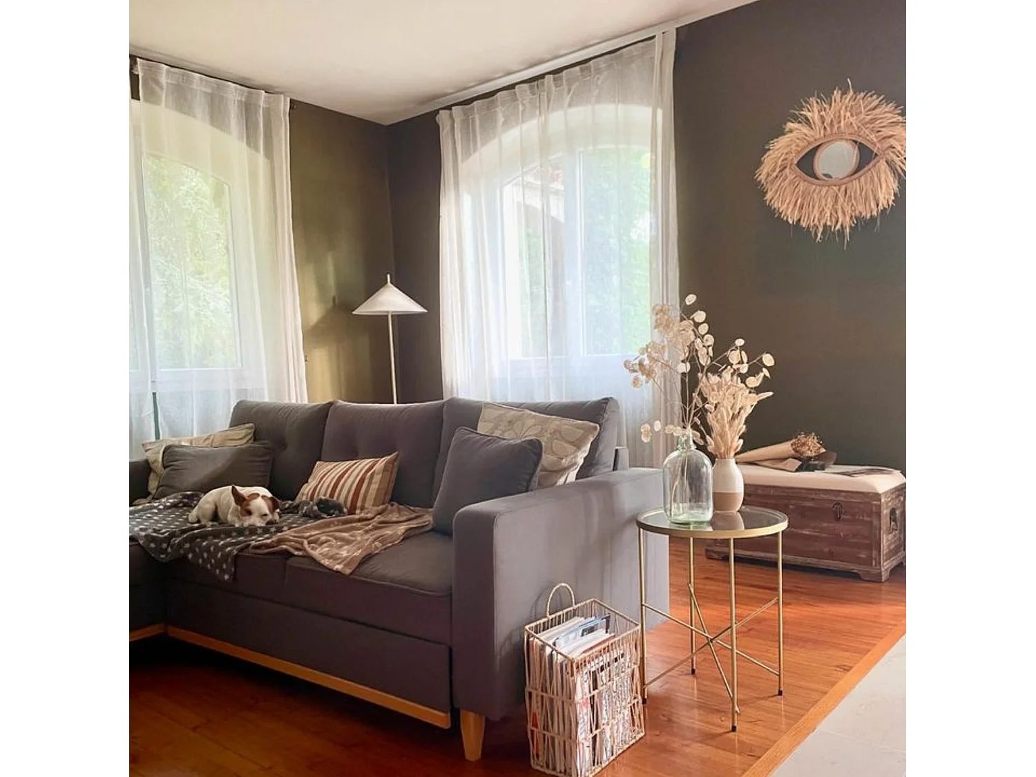 Visillo liso con presillas disimuladas