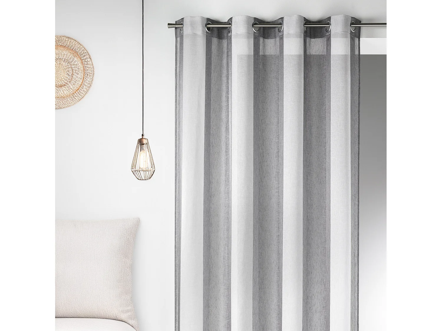Voilage en Etamine à Rayures Verticales Larges