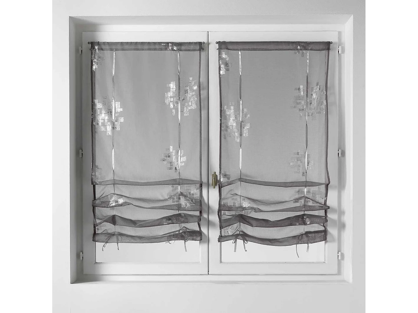 Estor Visillo en Estameña Estampado "Rosáceo"