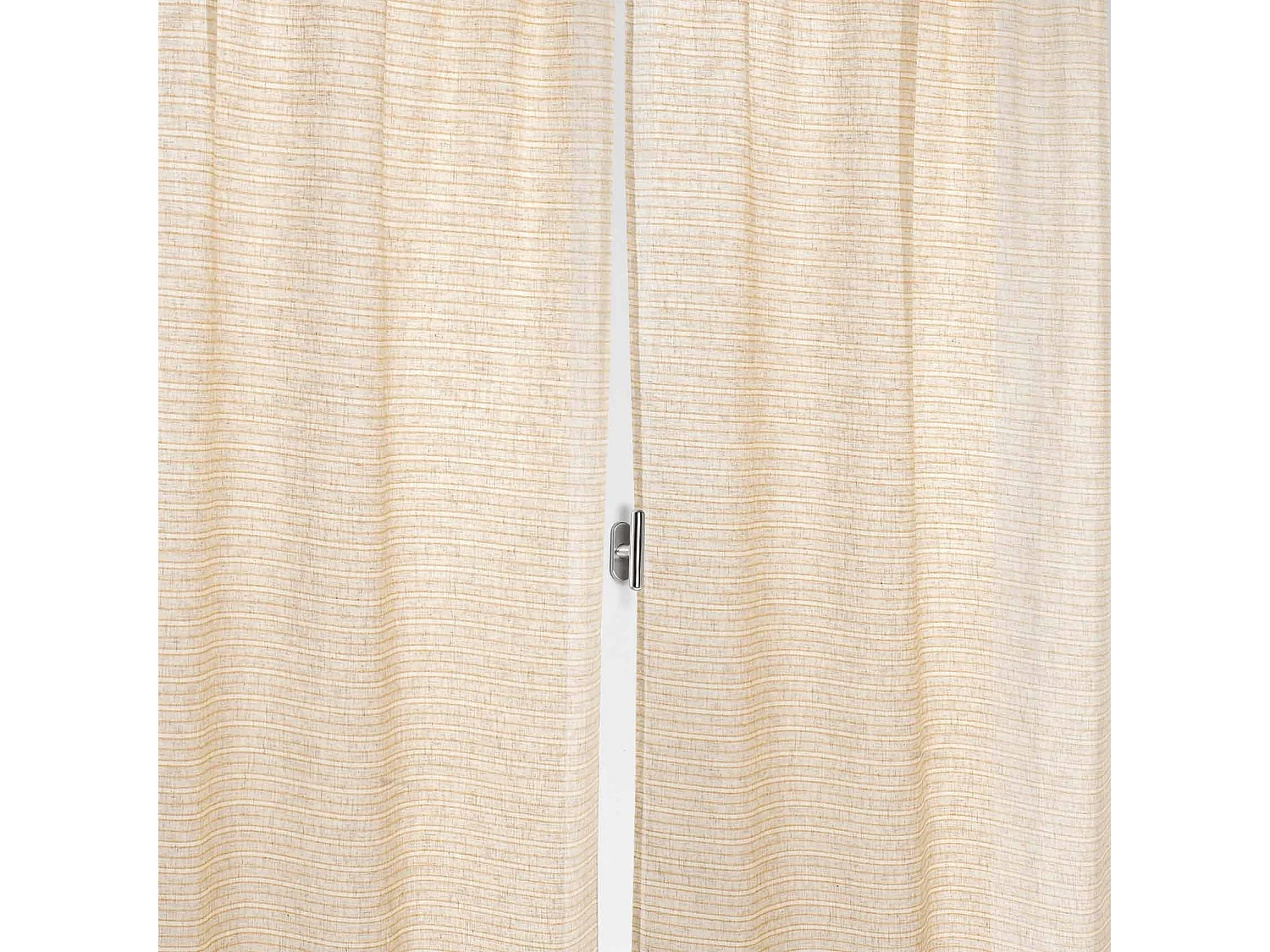 Paire de petits voilages poly-lin-coton à fines rayures