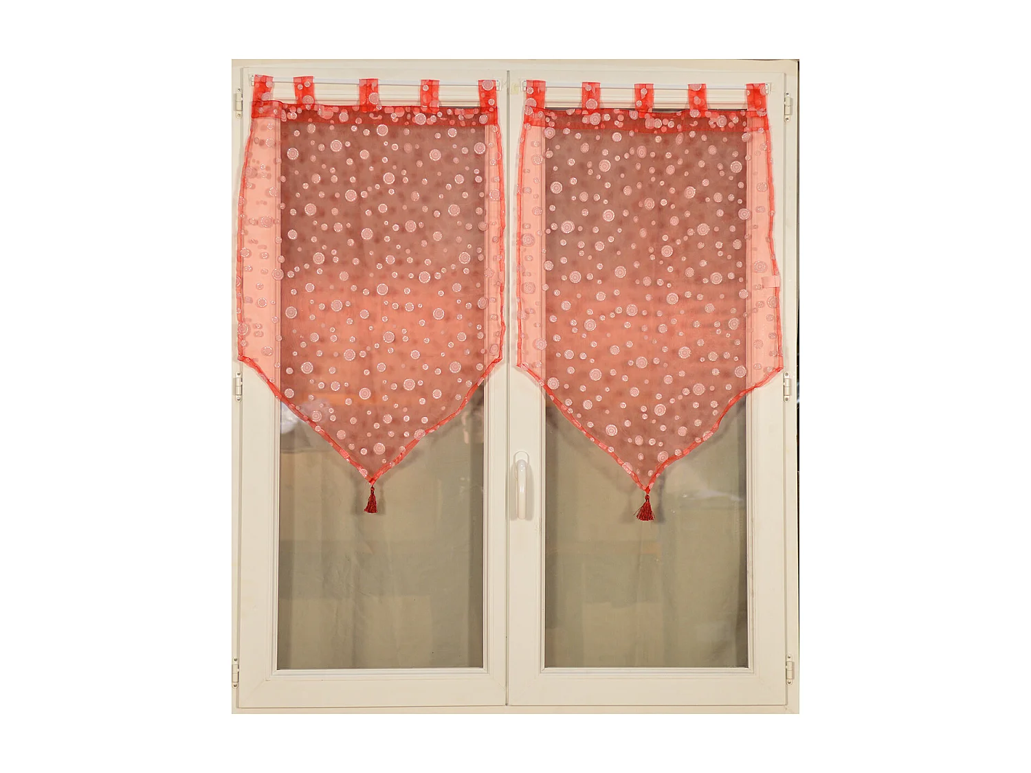 Par de visillos de burbujas argentadas