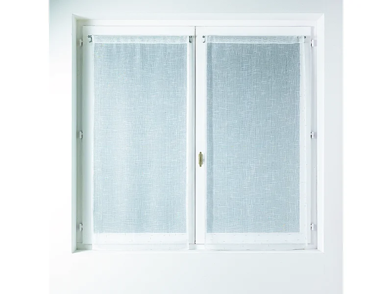 Par de visillos estameña cruzado plateado