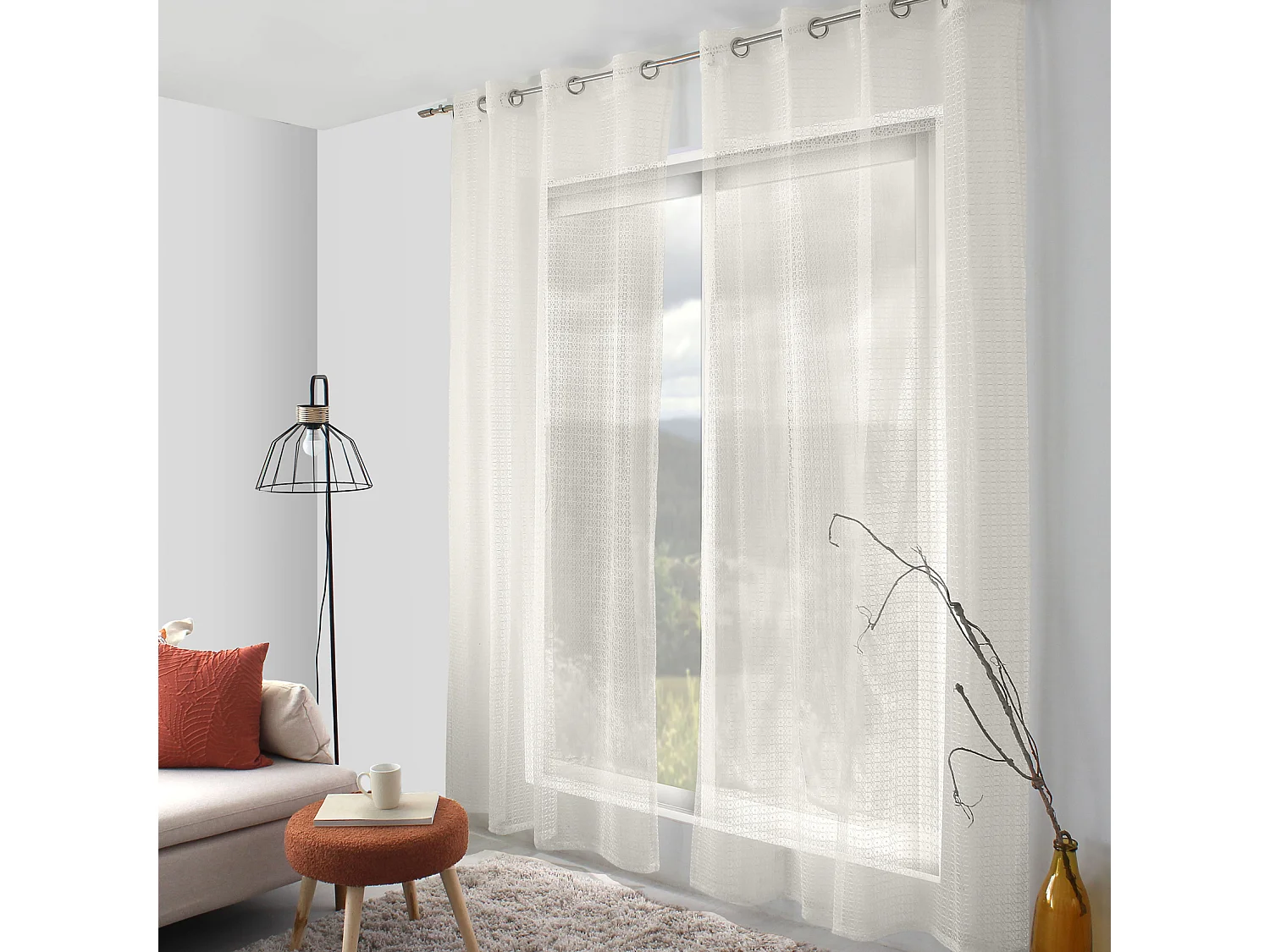 Rideau Voilage Fantaisie "Karabane" 140x240cm Écru