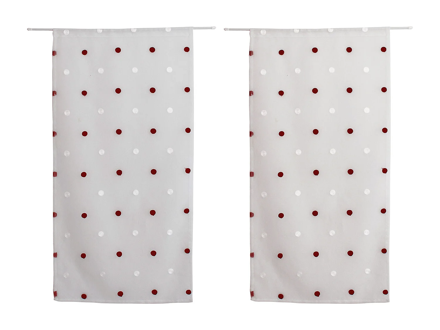 Paire de Voilages "Smarties" 60x160cm Blanc & Bordeaux
