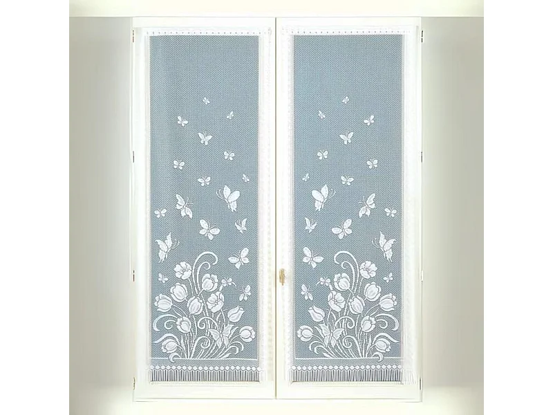 Paire de Petits voilages Frangés et Dentellés