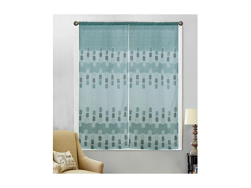 Paire de petits voilages au style géométrique