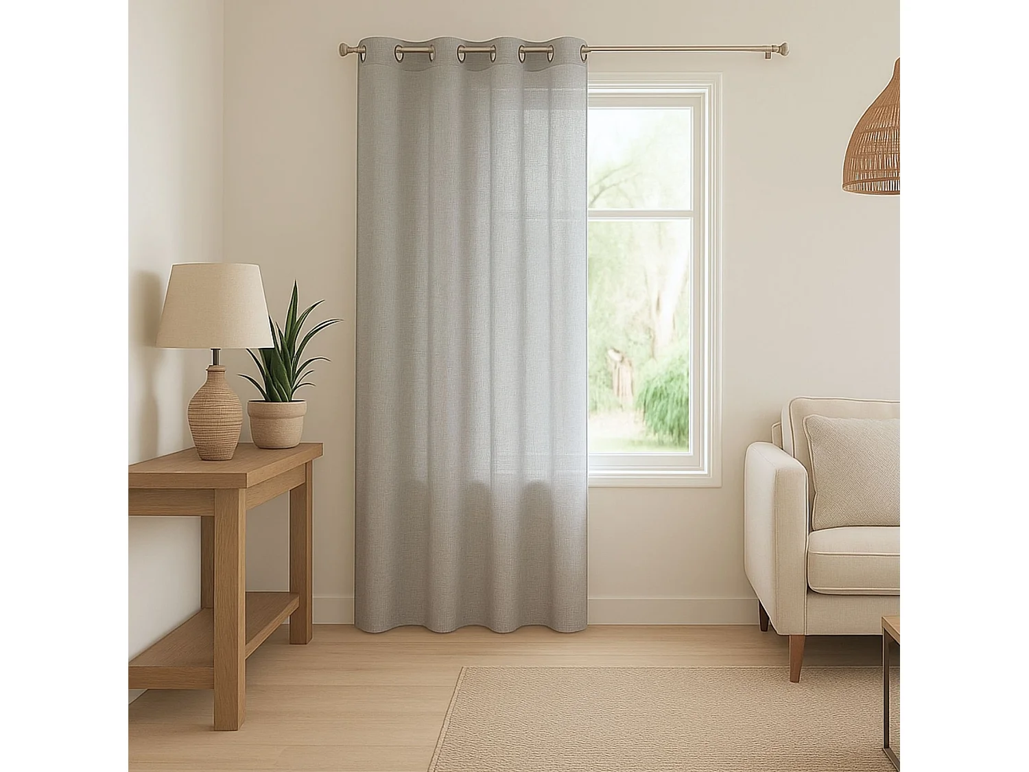 Leichter Vorhang in Leinenoptik