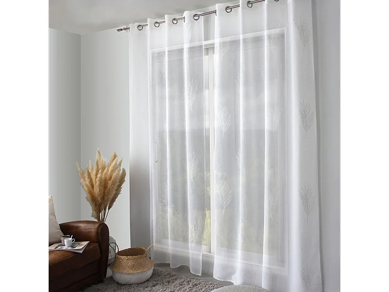 Rideau Voilage à Motifs "Natura" 140x240cm Blanc