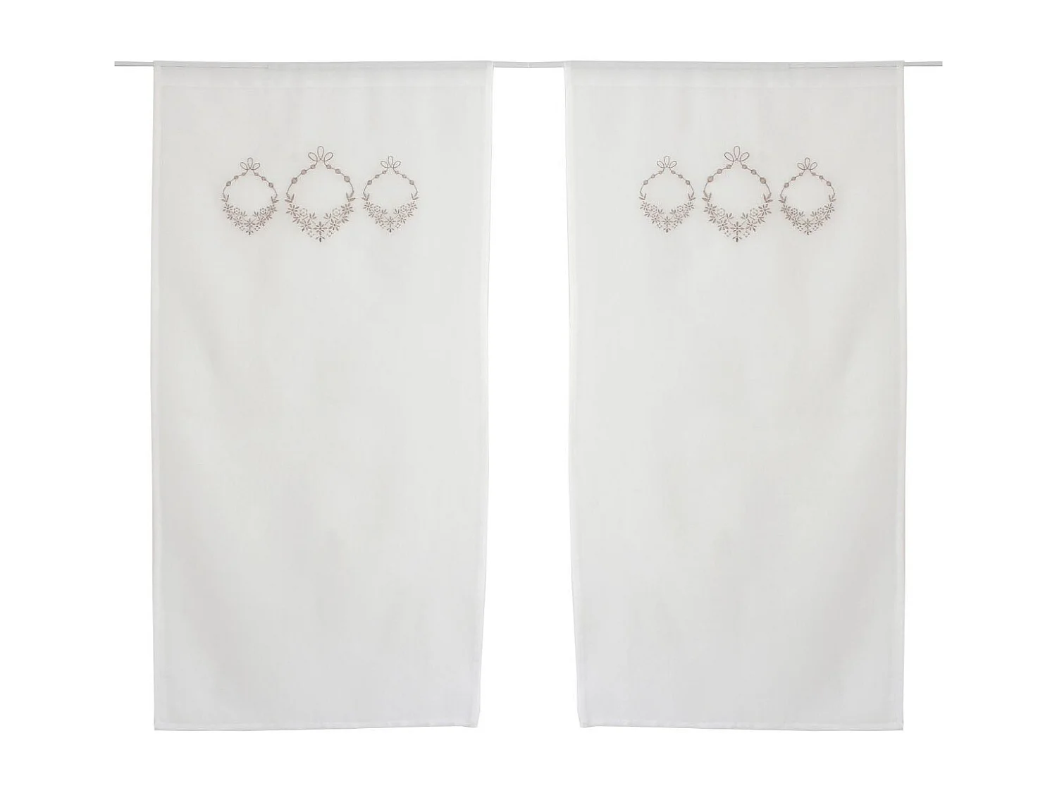 Paire de Voilages Brodés "Sara" 60x120cm Beige