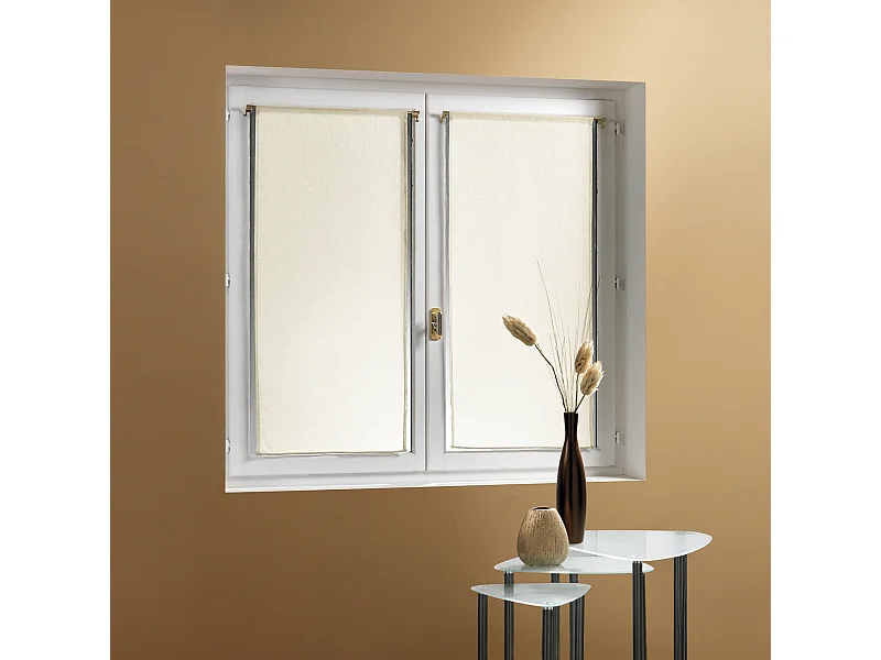 Par de visillos lisos en estameña