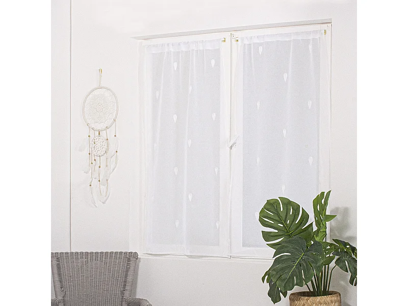 Paire de Voilages Brodés "Telline" 60x90cm Blanc