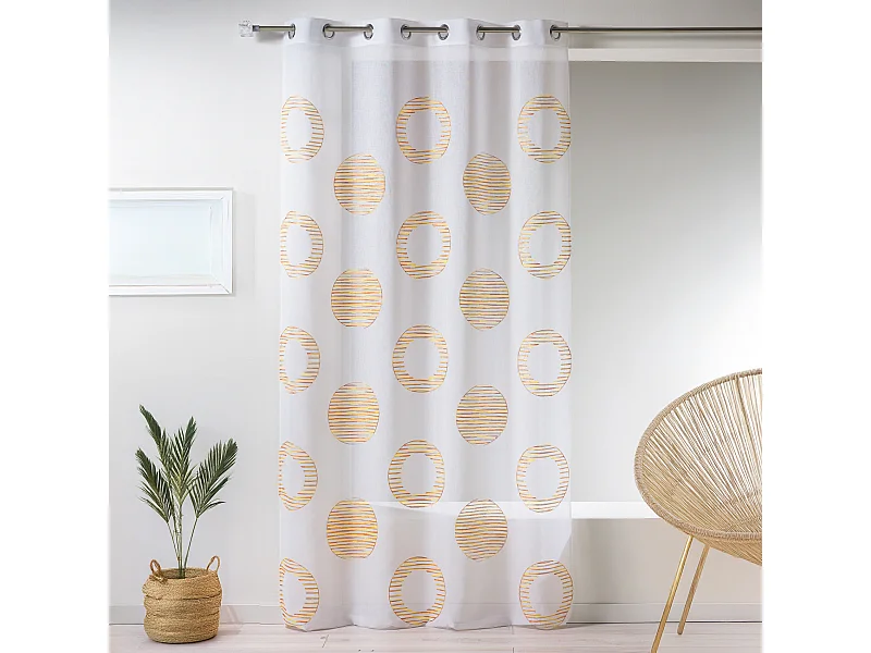 Visillo en estameña bordado círculo y redondel