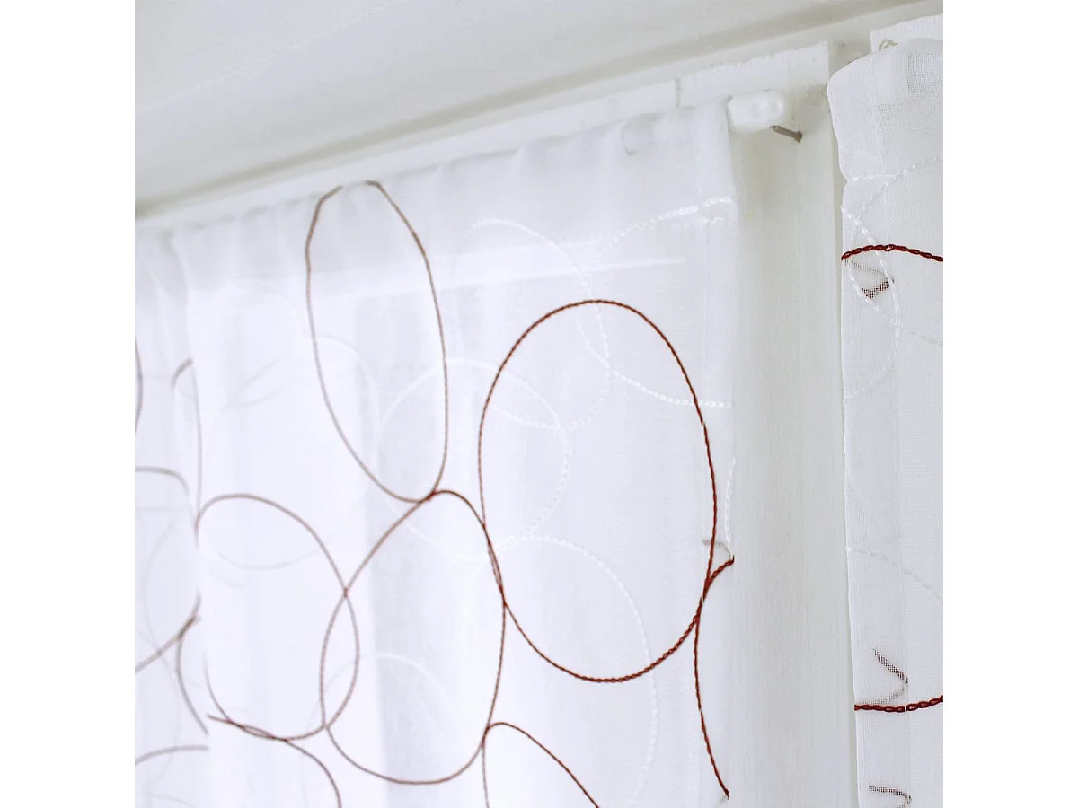 Paire de Voilages Bordés "Galet" 60x90cm Bordeaux & Blanc