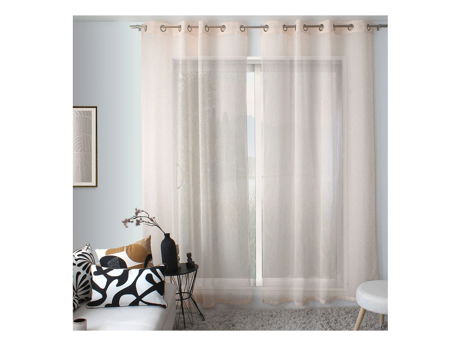 Gardine mit Ösen in Leinenoptik