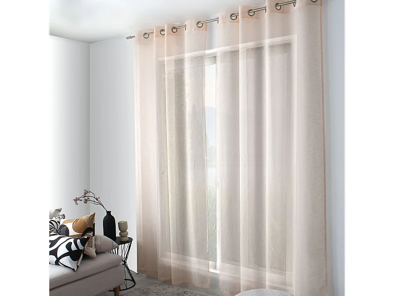 Rideau Voilage Effet Lin "Maya" 140x240cm Pêche