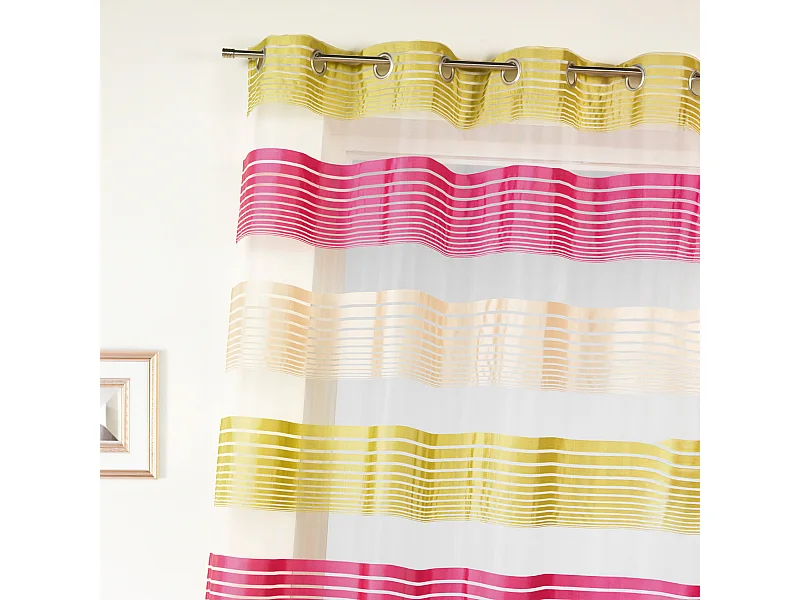 Visillo en organza a finas rayas horizontales