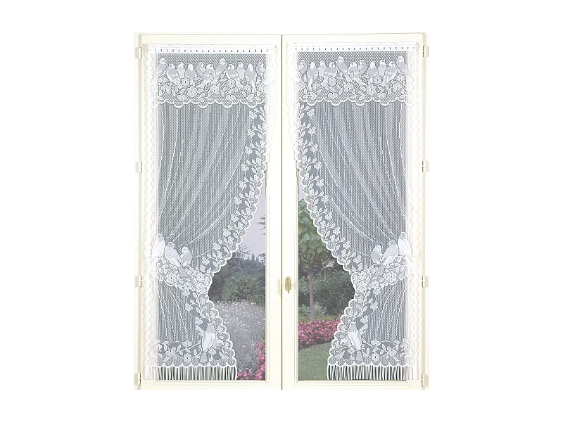 Paire de rideaux "Bonne-Femme" dentelle et franges