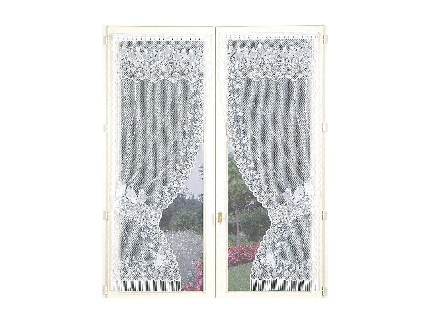 Paire de rideaux "Bonne-Femme" dentelle et franges