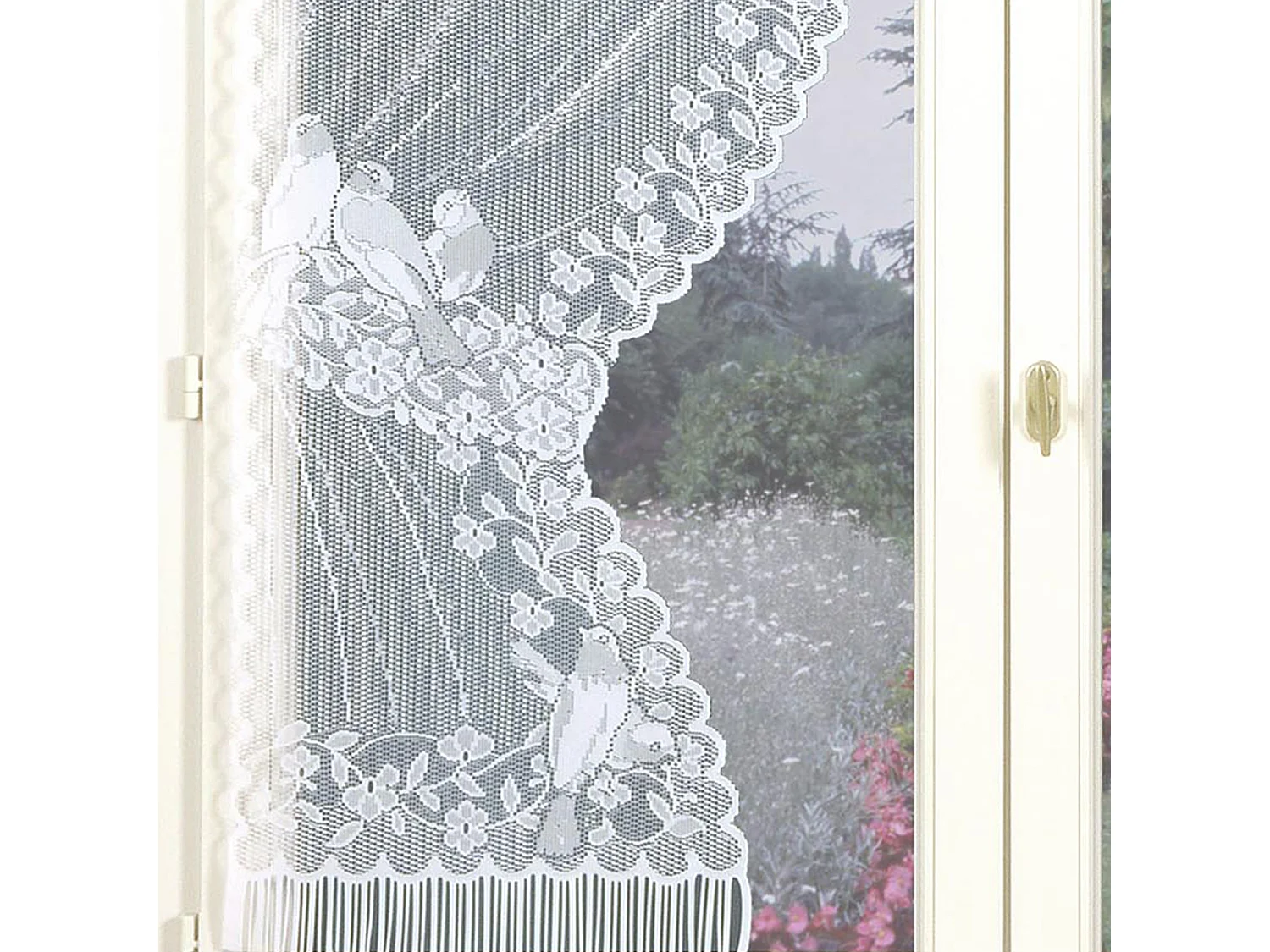 Paire de rideaux "Bonne-Femme" dentelle et franges