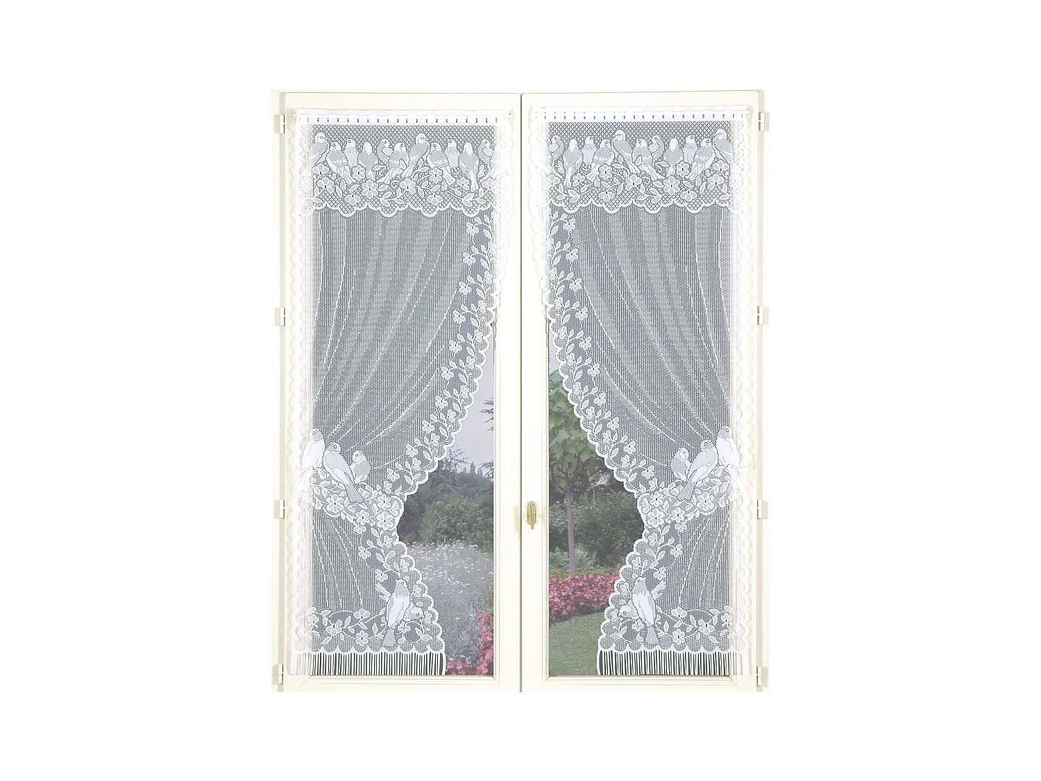 Paire de rideaux "Bonne-Femme" dentelle et franges