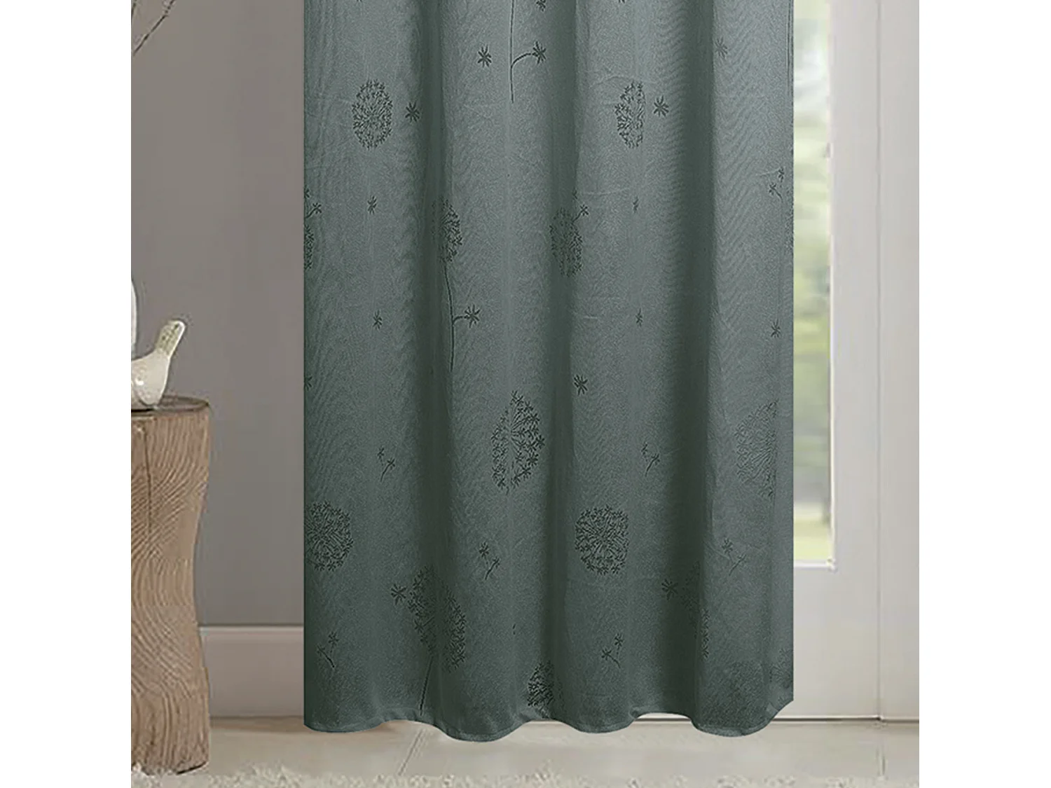 Paar Ösenvorhänge mit Blumenmuster und Webeffekt