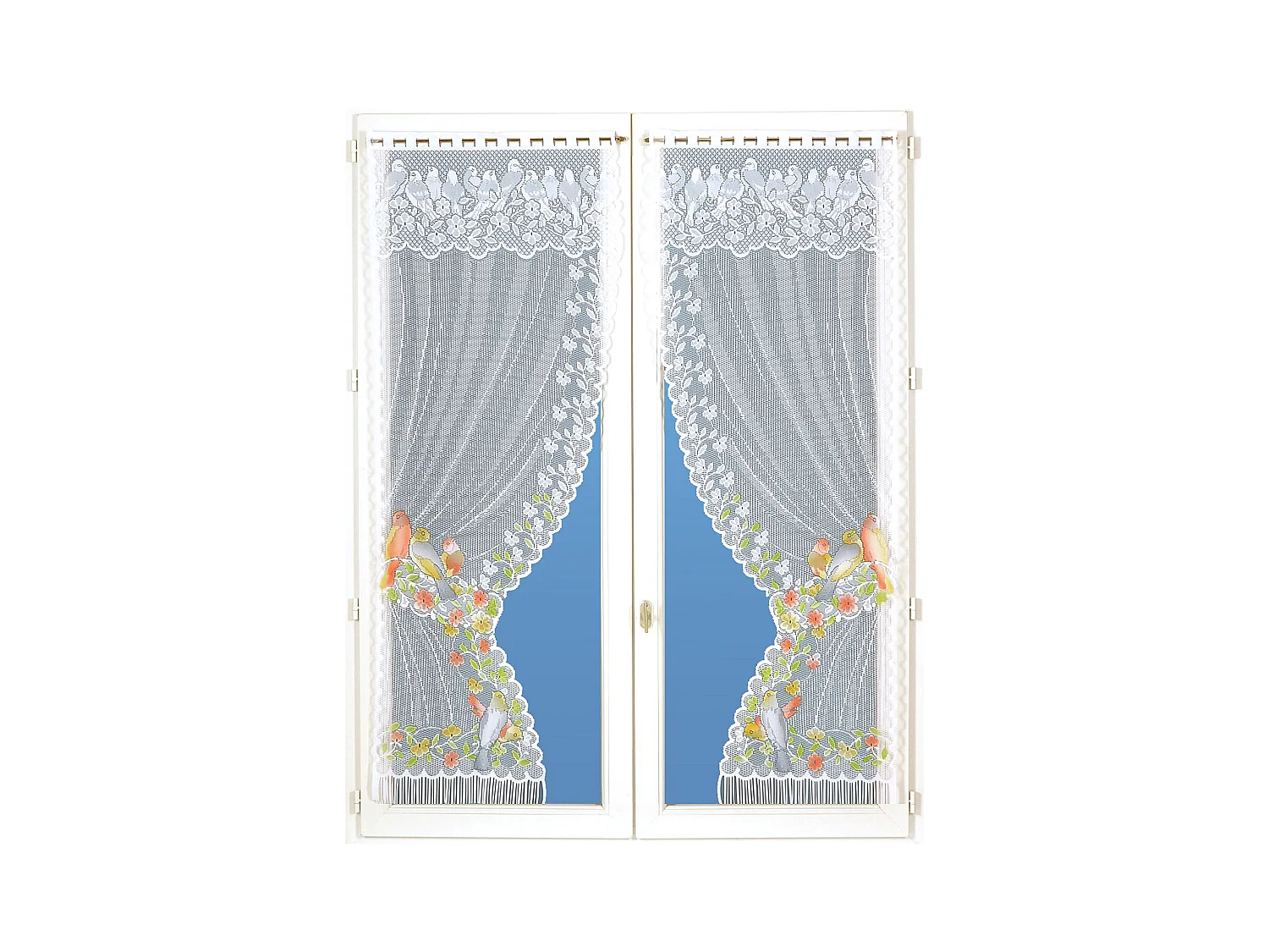 Paire de rideaux "Bonne-Femme" dentelle et franges