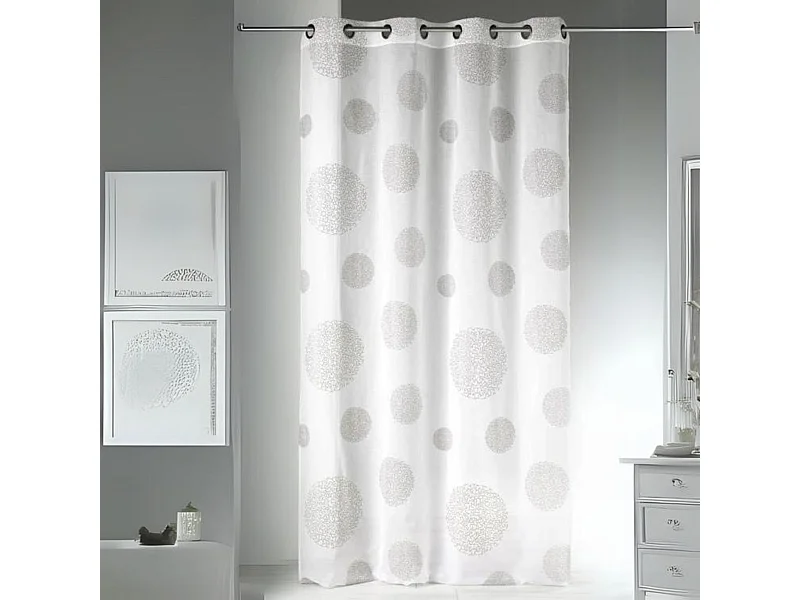 Visillo en Estameña Fantasía Estampado Plata