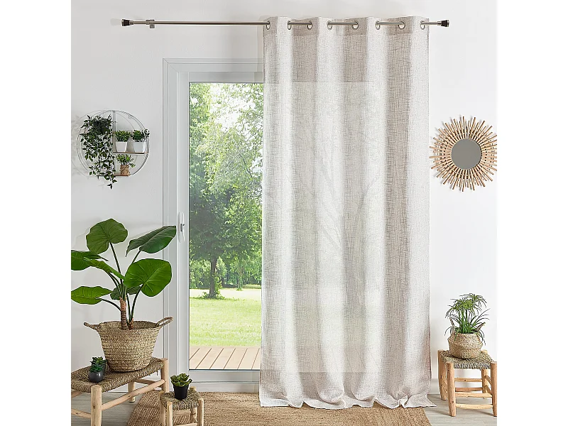 Vorhang mit Ösen Natur Leinen-Effekt