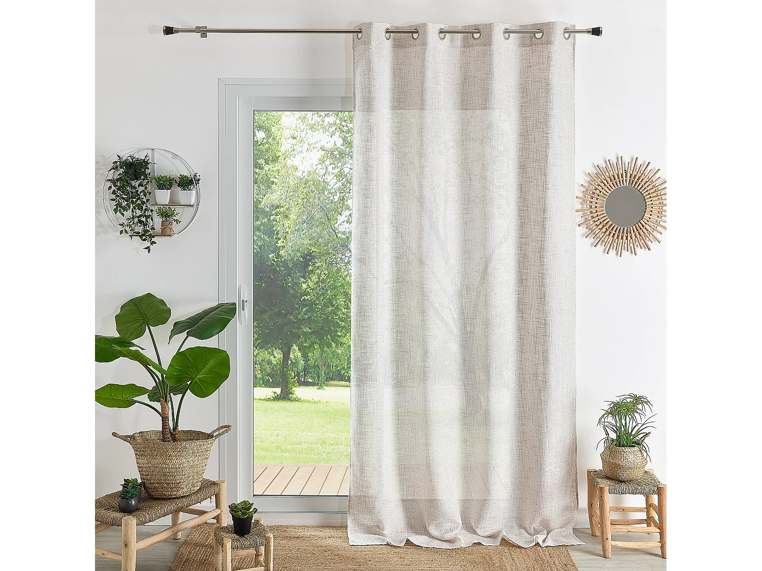 Voilage à oeillets naturel effet lin