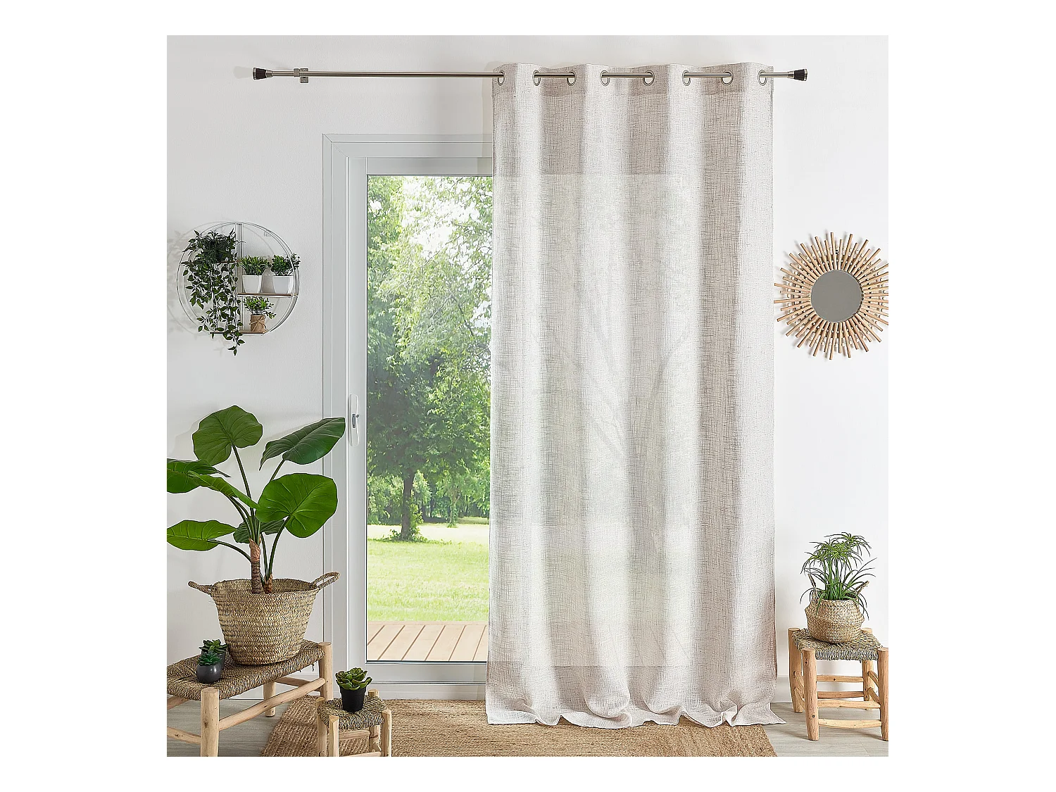 Visillo con ojales natural efecto lino