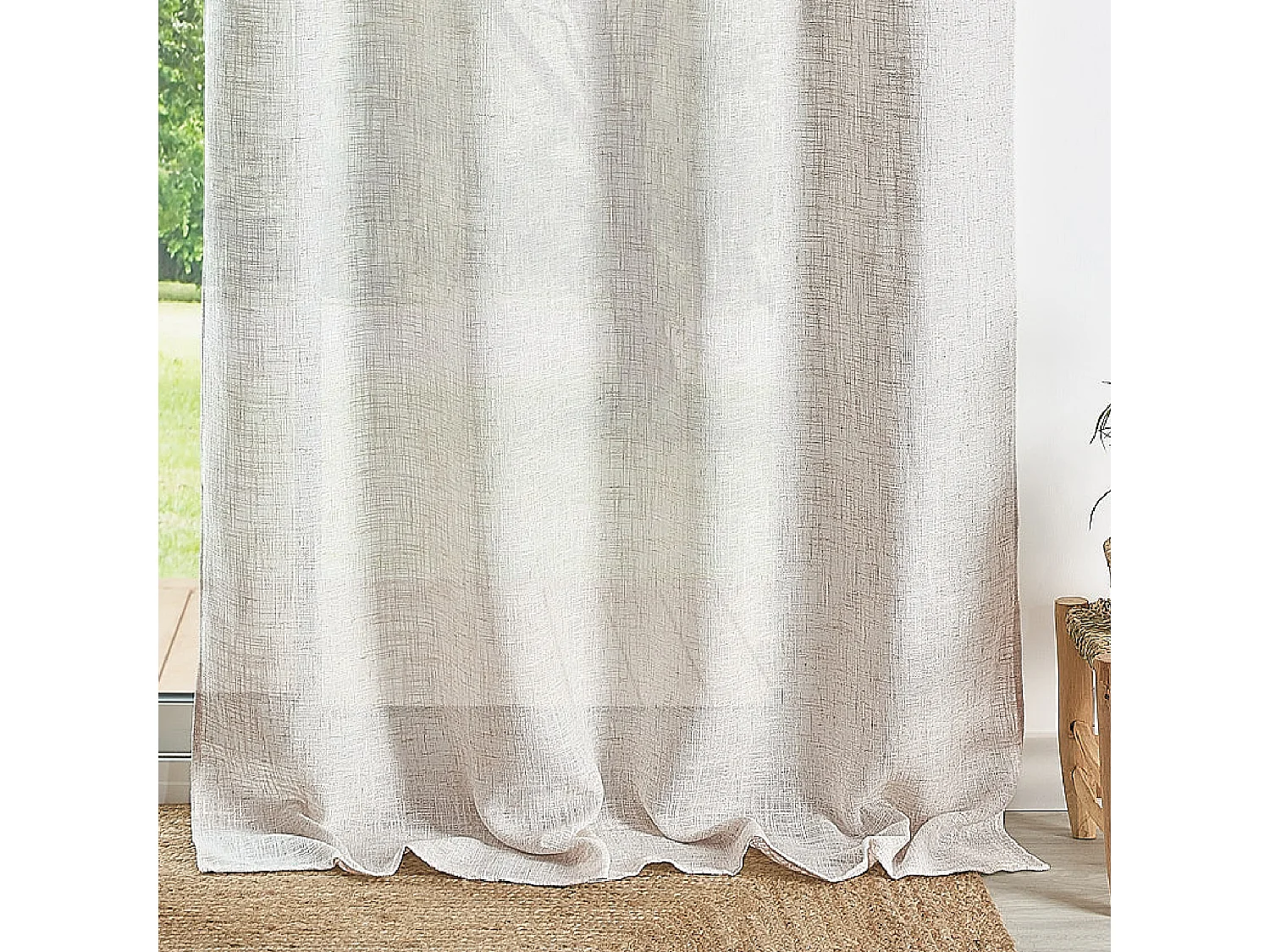 Vorhang mit Ösen Natur Leinen-Effekt