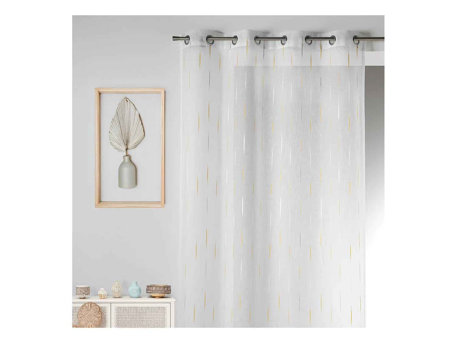 Voilage en Etamine Jacquard "Traits Fins"