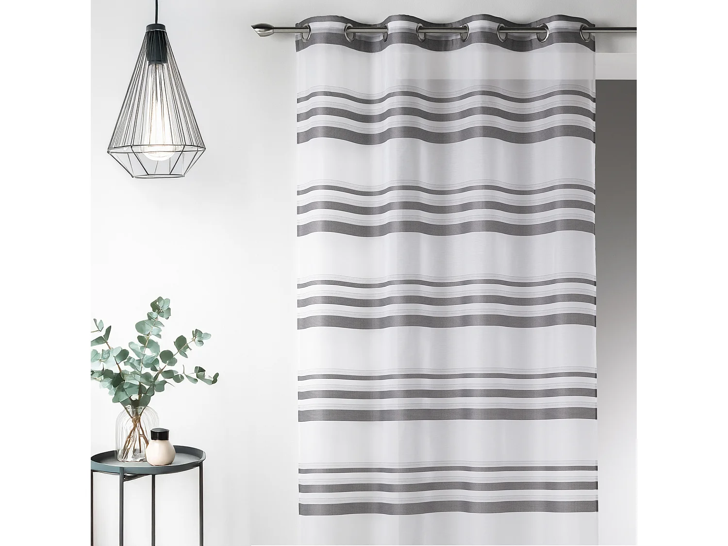 Voilage moderne en Etamine à Rayures Horizontales