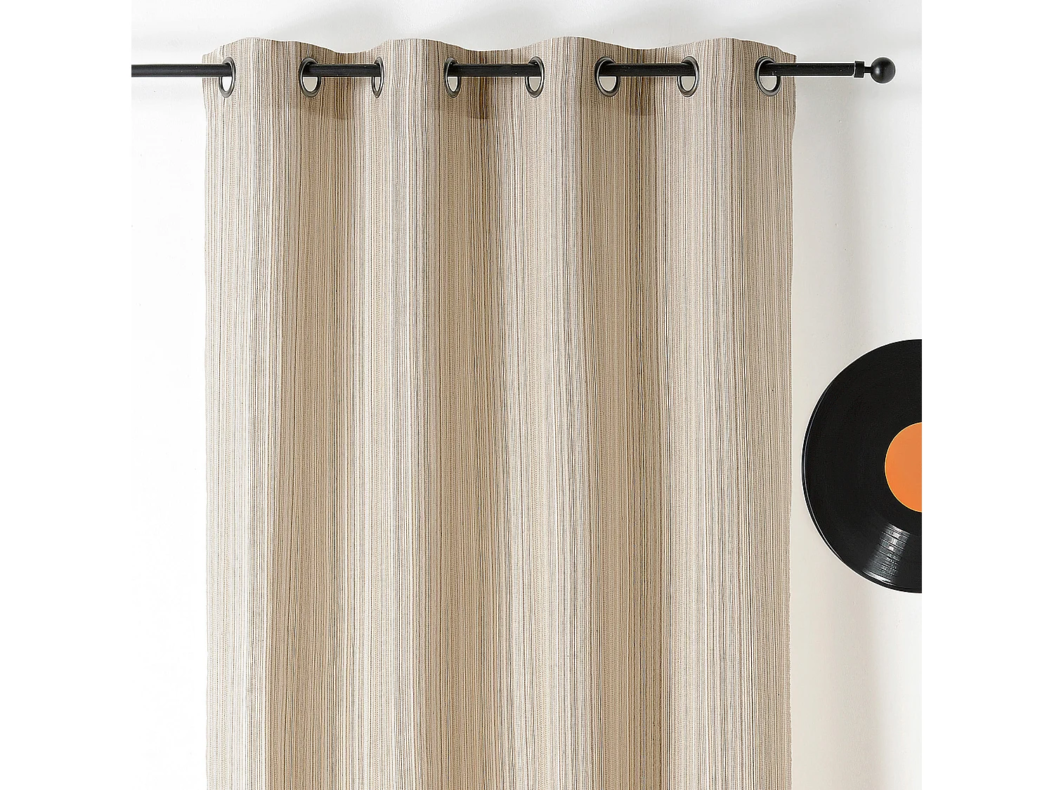 Voilage poly-coton recyclé fines rayures