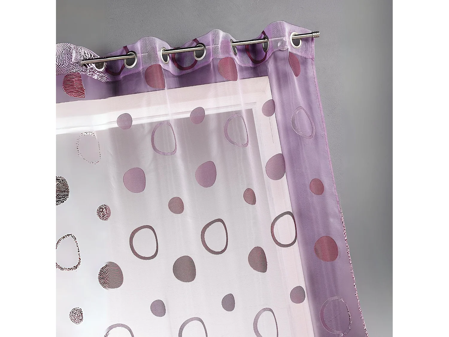 Voilage organza jacquard aux motifs cercles