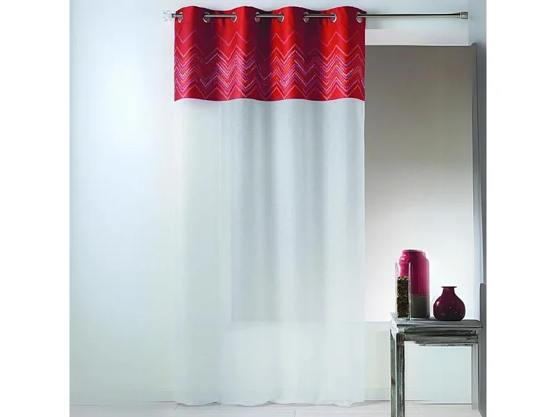 Visillo en jacquard con paramento superior galón