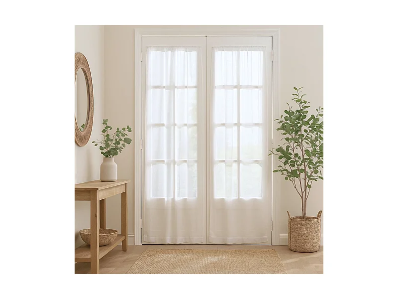 Paire de Voilages Droites "Sablé" 70x160cm Blanc