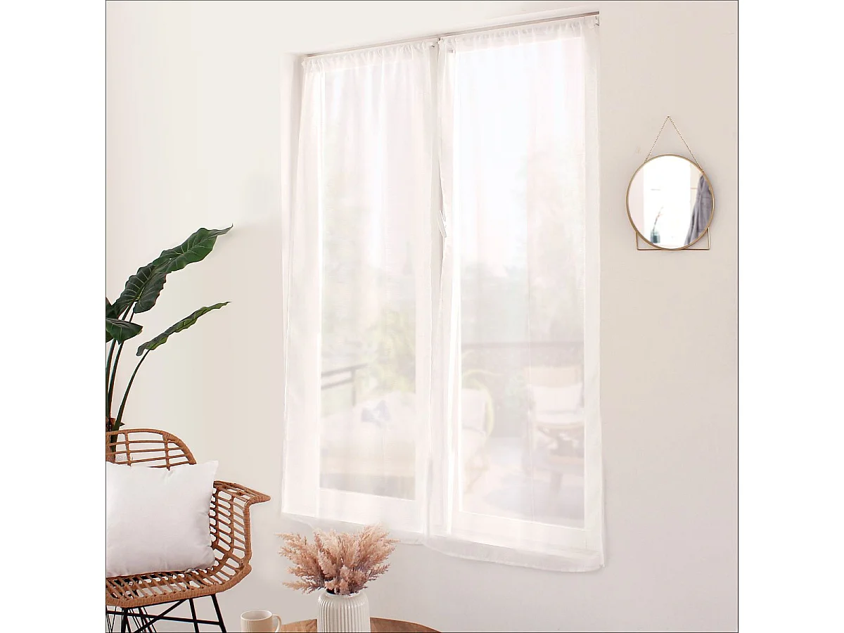 Paire de Voilages Droites "Sablé" 70x160cm Blanc