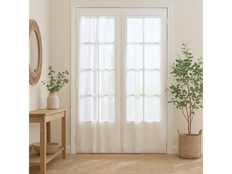 Paire de Voilages Droites "Sablé" 70x160cm Blanc