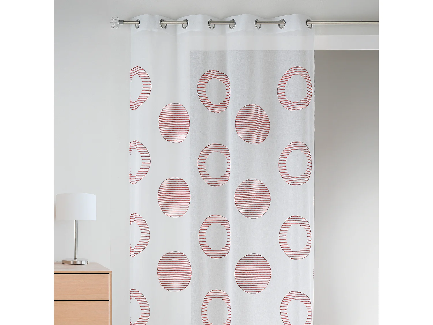 Visillo en estameña bordado círculo y redondel