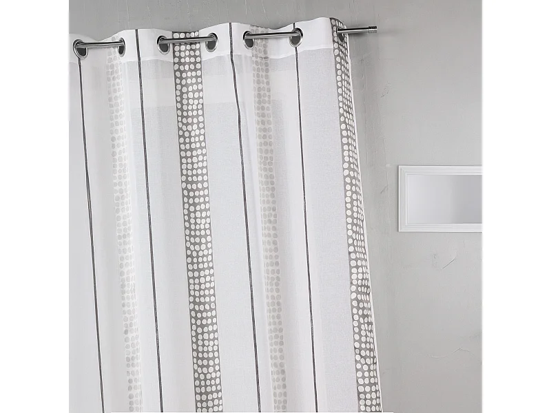 Voilage en étamine à rayures verticales à pois