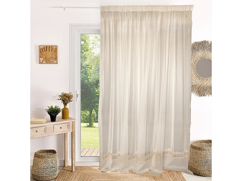 Voilage sablé en macramé à galon fronceur