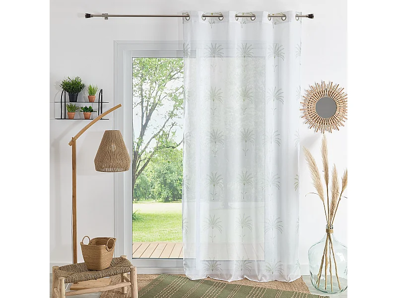 Voile mit Ösen Palmblätter Stickerei