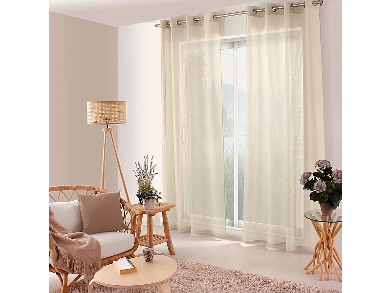 Rideau Voilage à Œillets Uni "Jelly" 140x240cm Beige