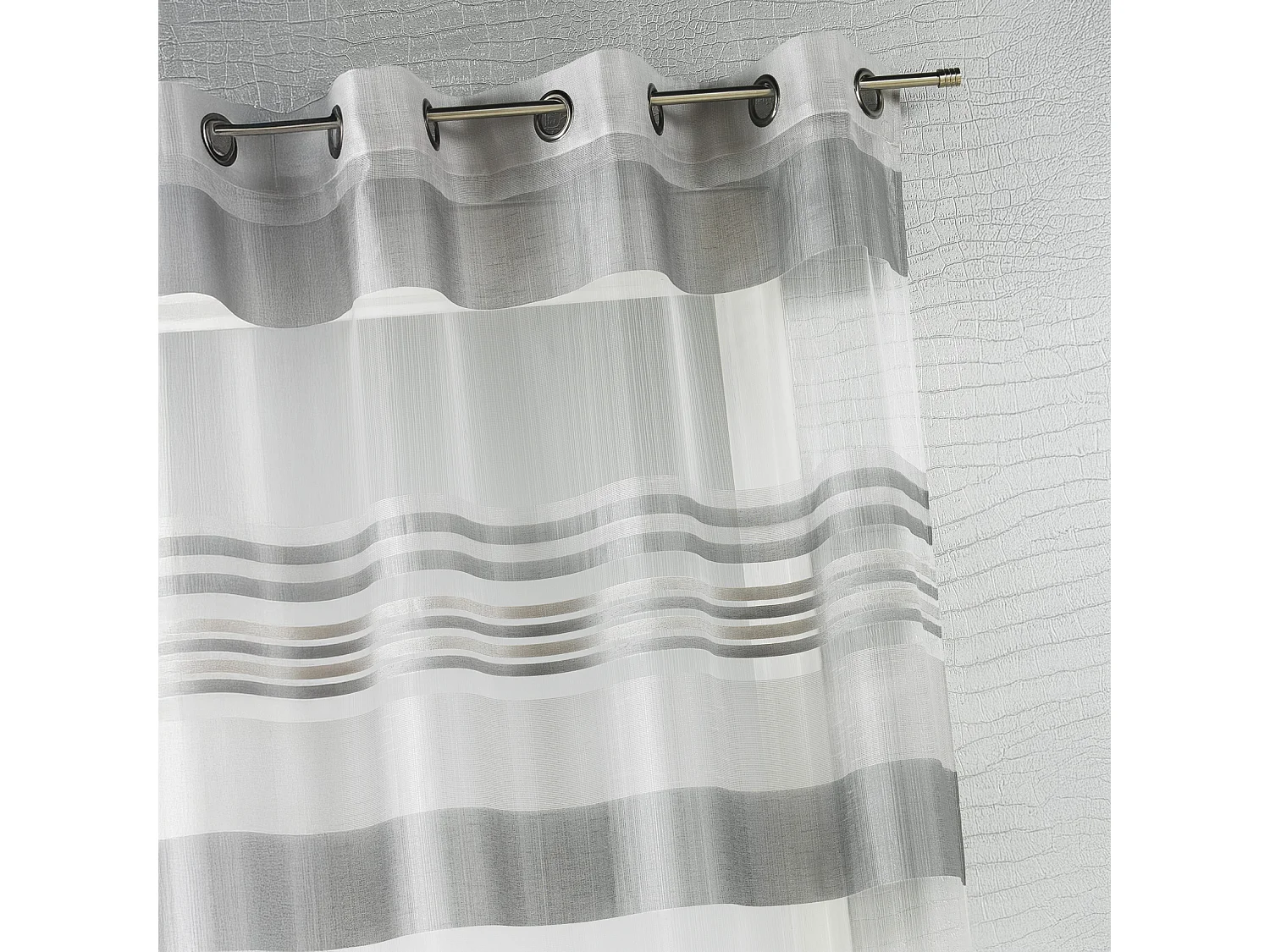 Voilage Organza rayures horizontales tissées