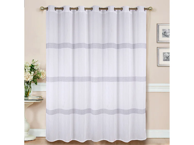 Voilage à rayures ajourées en grande largeur