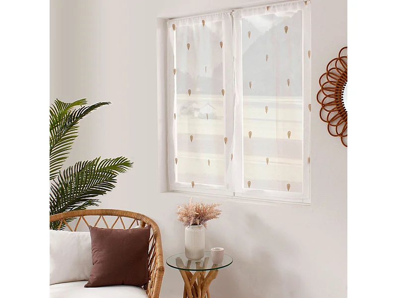 Paire de Voilages Brodés "Telline" 60x90cm Naturel