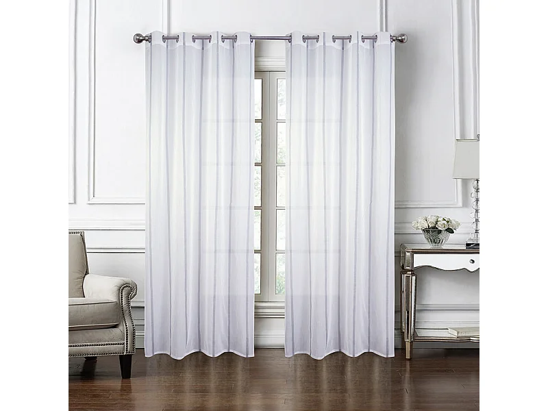 Paire de voilages à bandes verticales brillantes