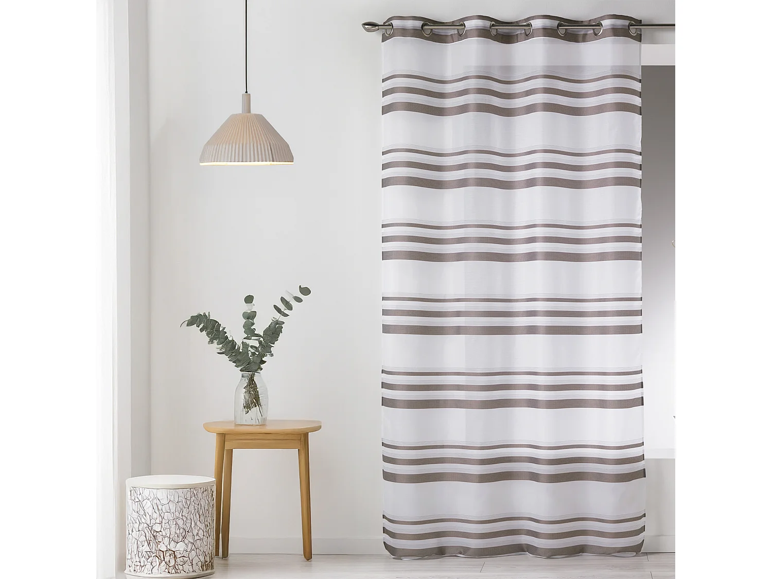 Voilage moderne en Etamine à Rayures Horizontales