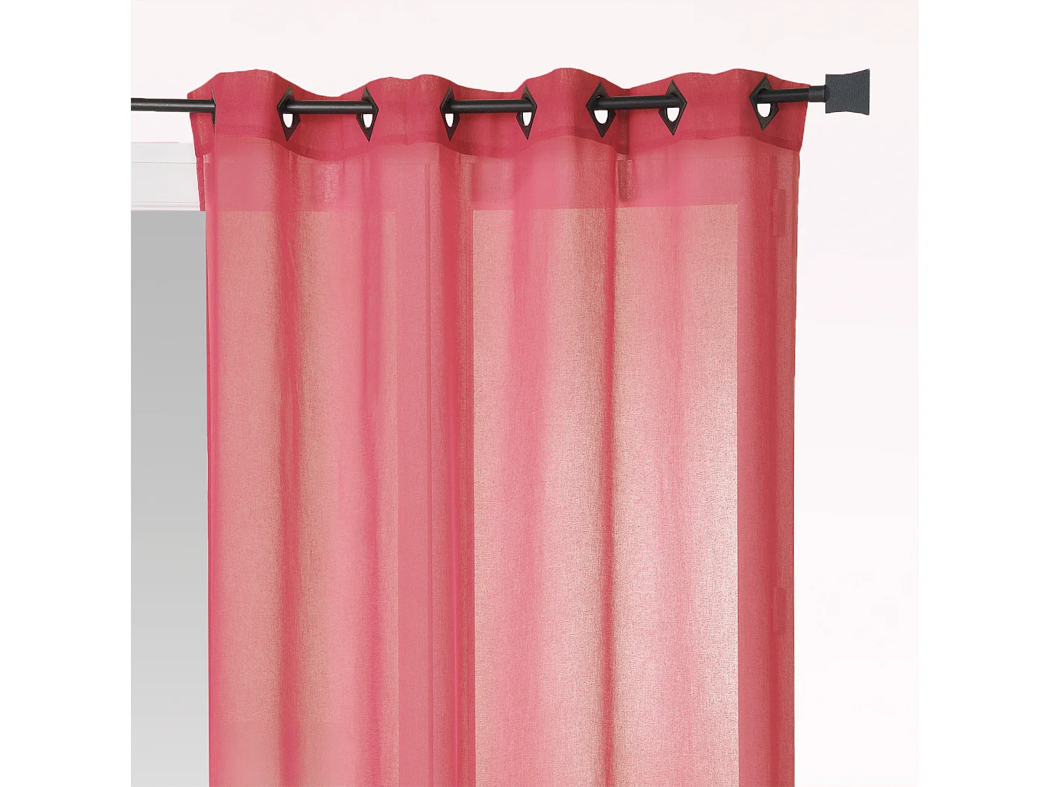 Voilage en Etamine Légère Unie à Oeillets Carrés